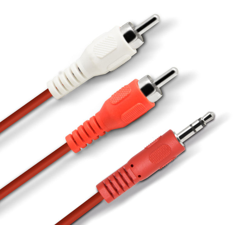 AC-1010RD CABLE CON 1 CONECTOR PLUG 3.5 mm A 2 CONECTORES PLUG RCA