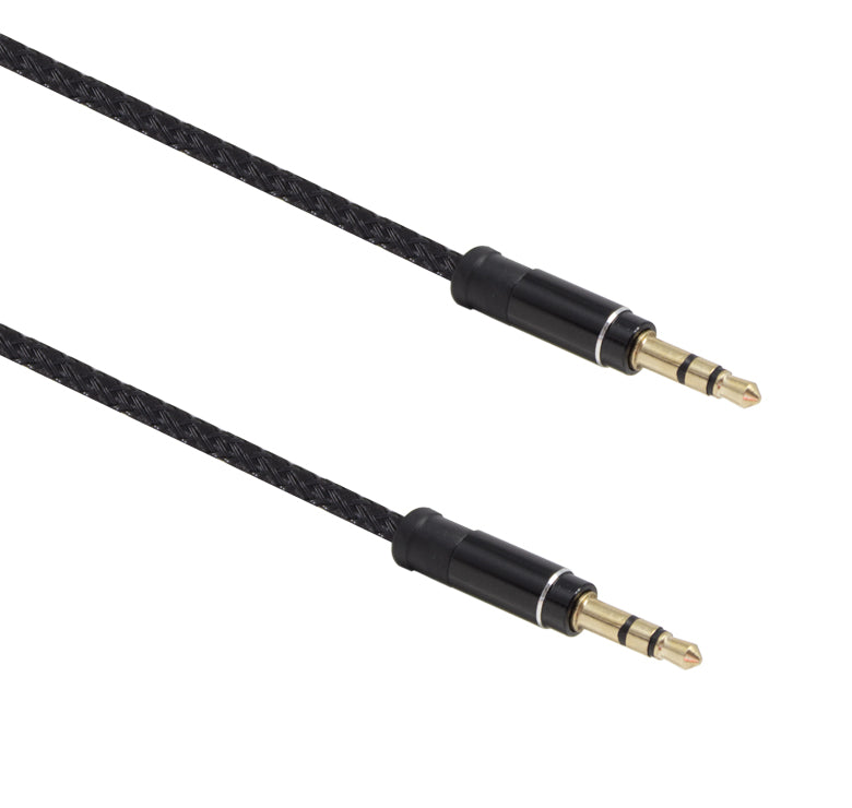 AC-1207BK Cable auxiliar 3.5 mm a 3.5mm 1m recubrimiento textil