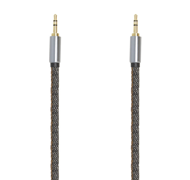 AC-1229BK Cable auxiliar de 1 plug 3.5mm a 1 plug 3.5mm 1m acabado textil