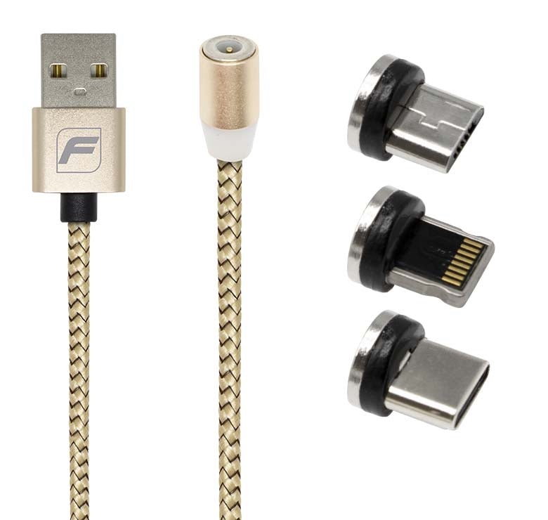 CB-M001 CABLE 3 EN 1 USB A MICRO USB LIGHTNING Y USB TIPO C MAGNÉTICO 1 m