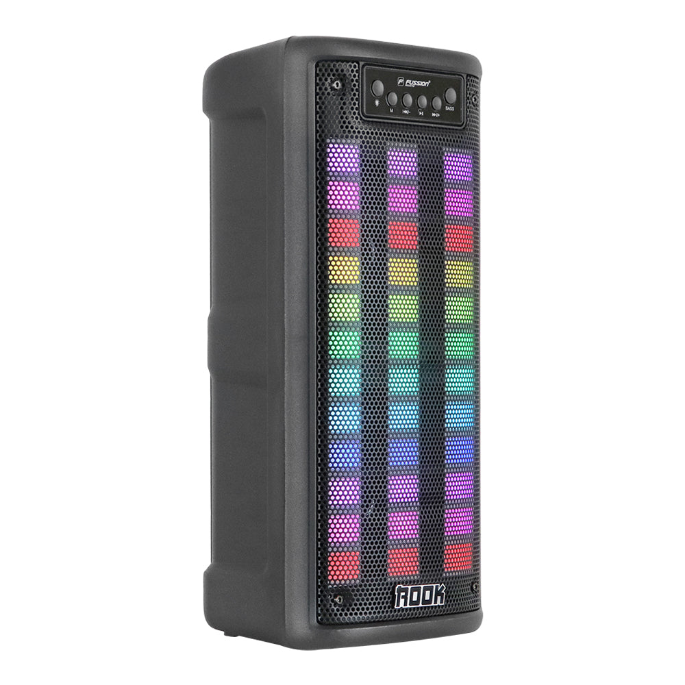 ISP-24009: Bocina Portátil ROOK de 20 000W P.M.P.O con Bluetooth, Radio FM y Luces RGB 2X4"