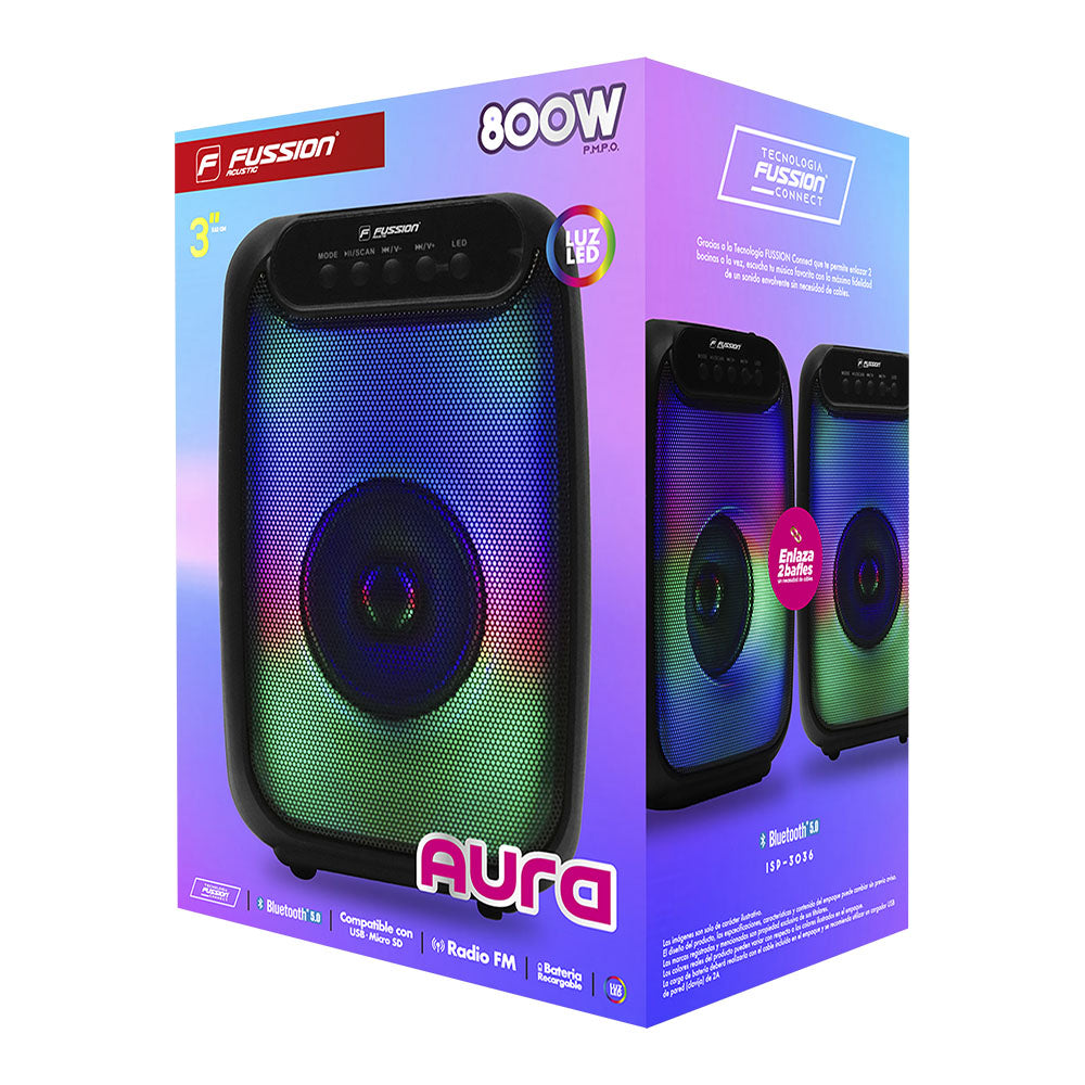 ISP-3036 Bocina portátil Aura 3'' 800W P.MP.O.