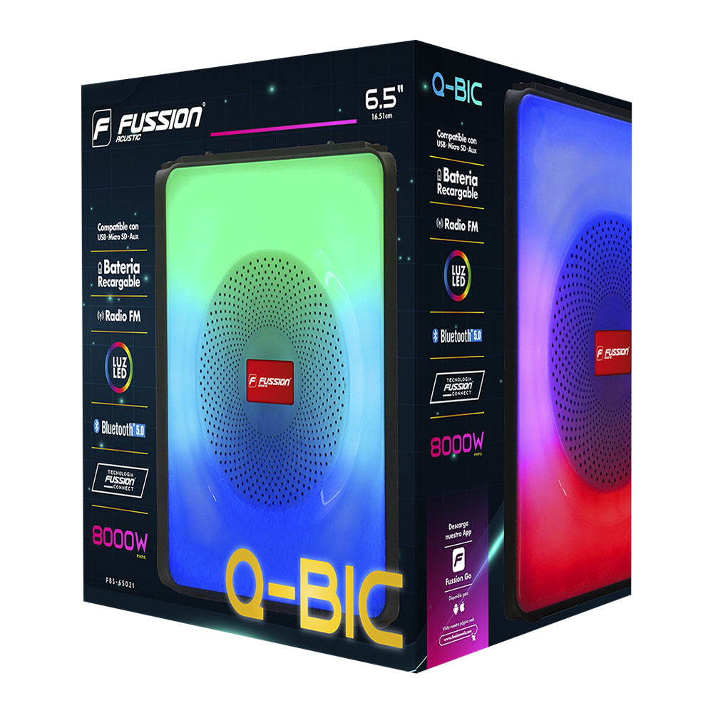 PBS-65021 ¡Potencia y portabilidad en uno solo! Con Q-BIC,bafle amplificado 6.5" 8 000W P.M.P.O