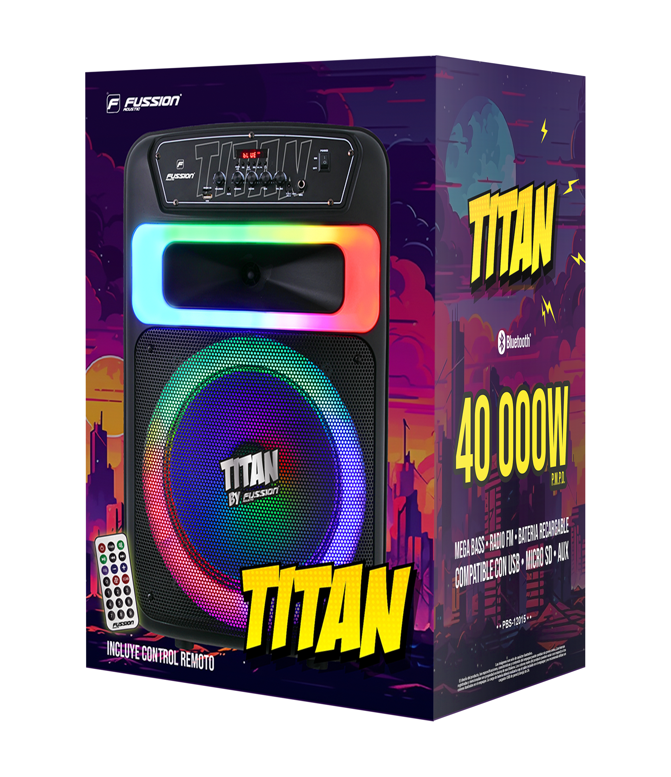 PBS-12015 Bafle Amplificado TITAN 12" 40 000W P.M.P.O
